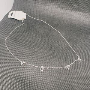 Vote Letter Necklace Silver Tone Minimalist Chain Statement 0230 Election